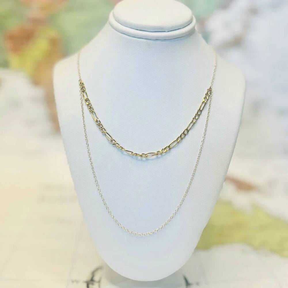 NEW ABLE women's figaro chain layered necklace in gold